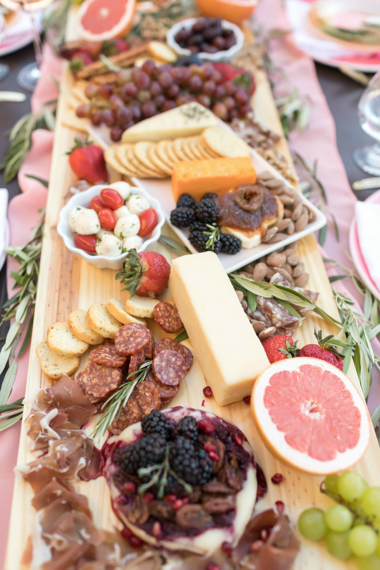Charcuterie board from One Stylish Party Rose All Day Dinner Party | Black Twine