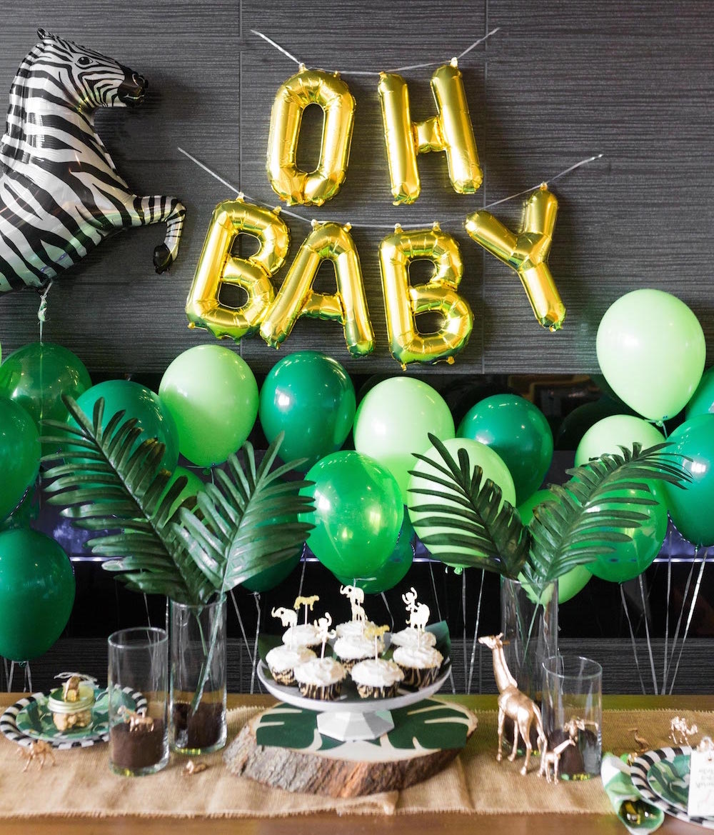 dark green and gold baby shower