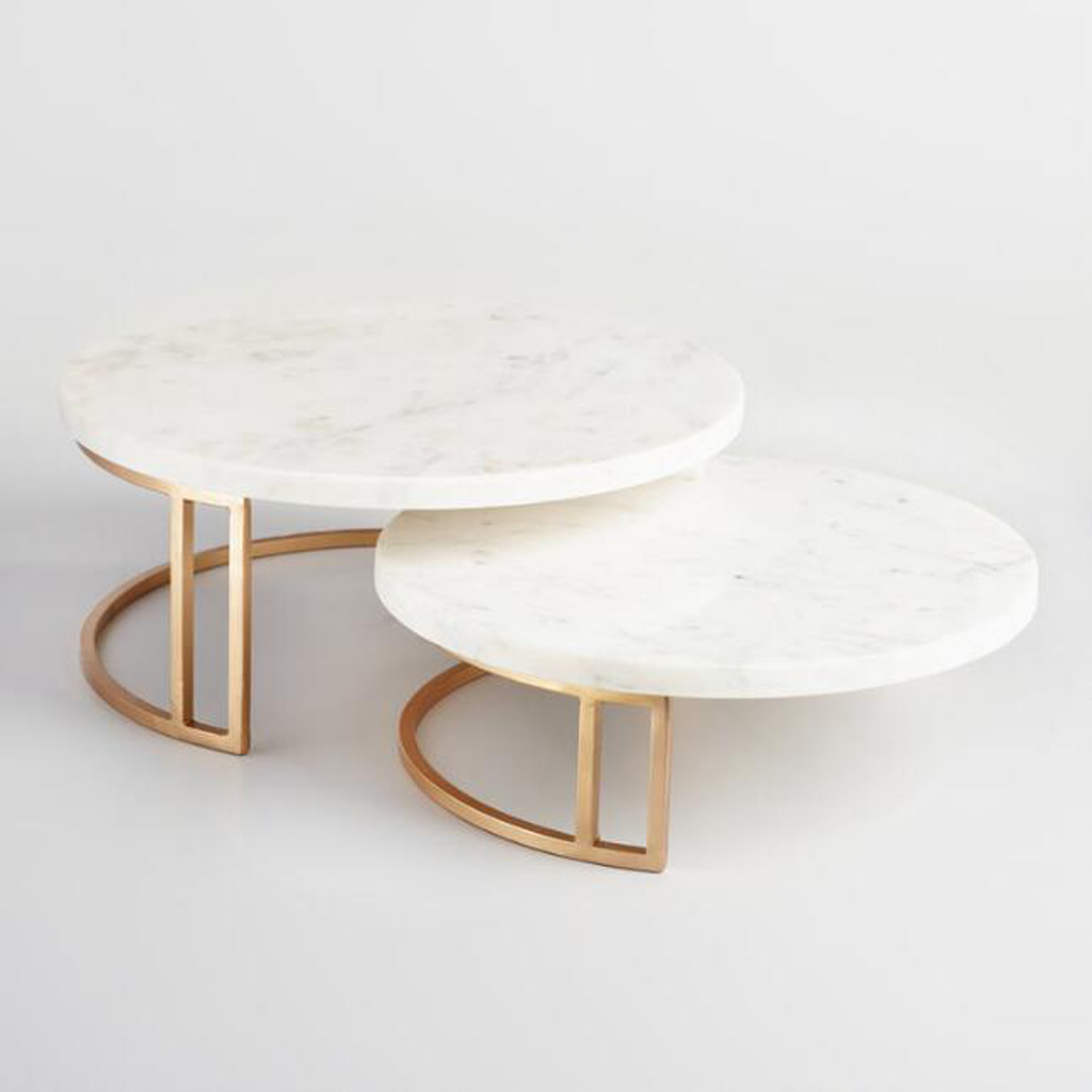 Gold and Marble Pedestal Stand - Cost Plus World Market