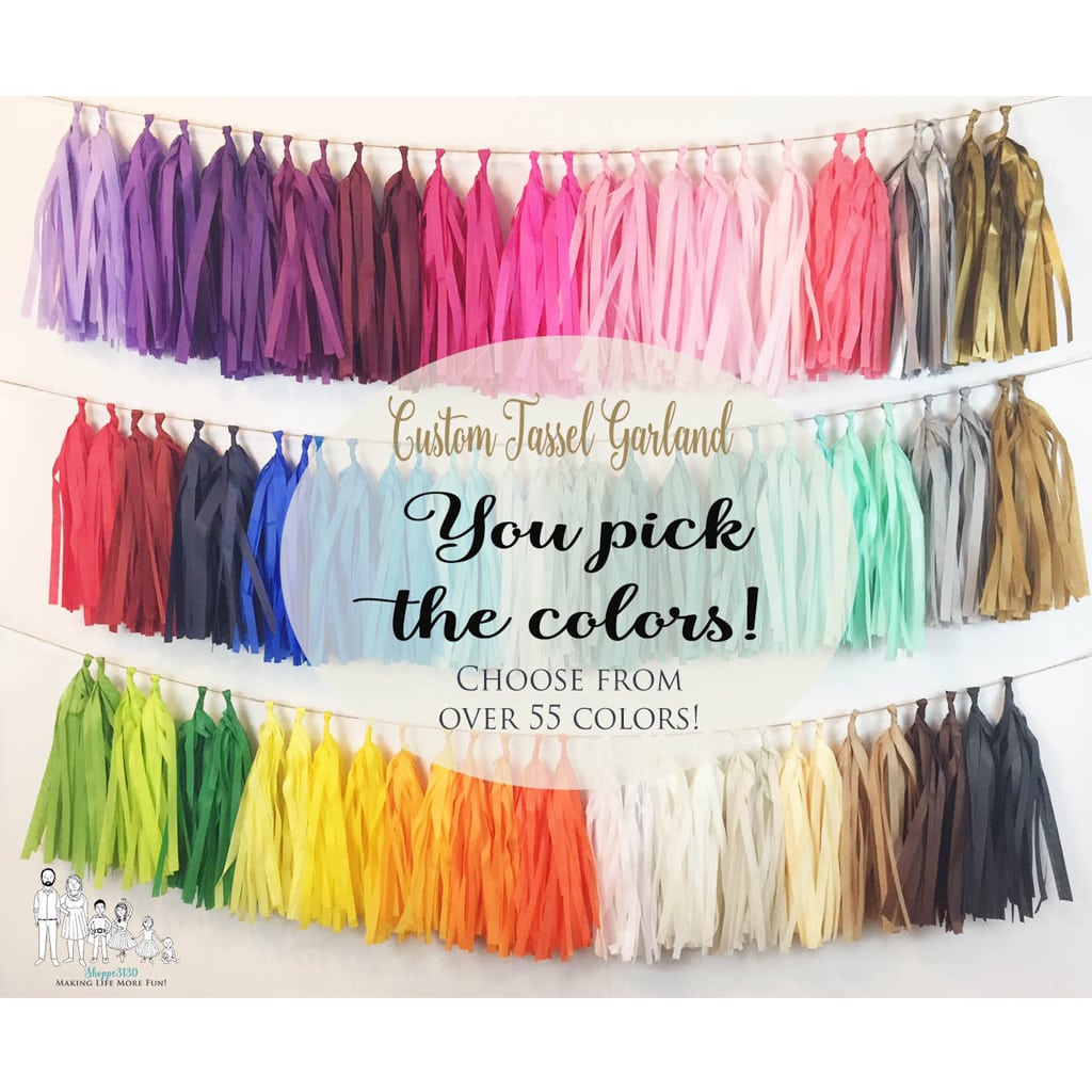 Tassel Garland Tissue Paper Tassels Garland Kit Set of 6 to 50 Choose your Colors and quantity