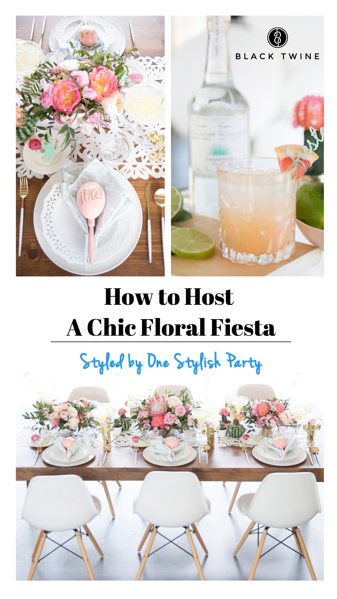 How to Host a Chic Floral Fiesta Cinco de Mayo party - Styled by One Stylish Party | Black Twine