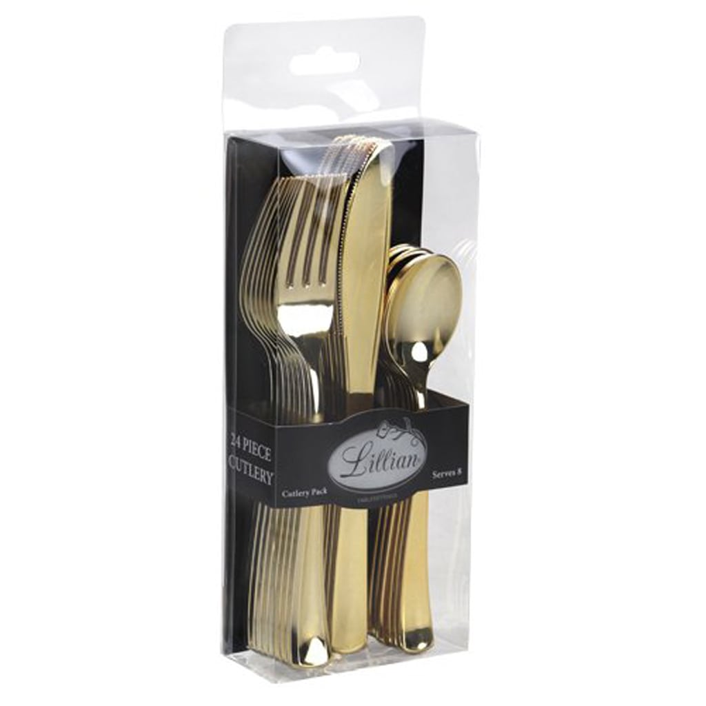 Plastic Gold Cutlery (24 ct)