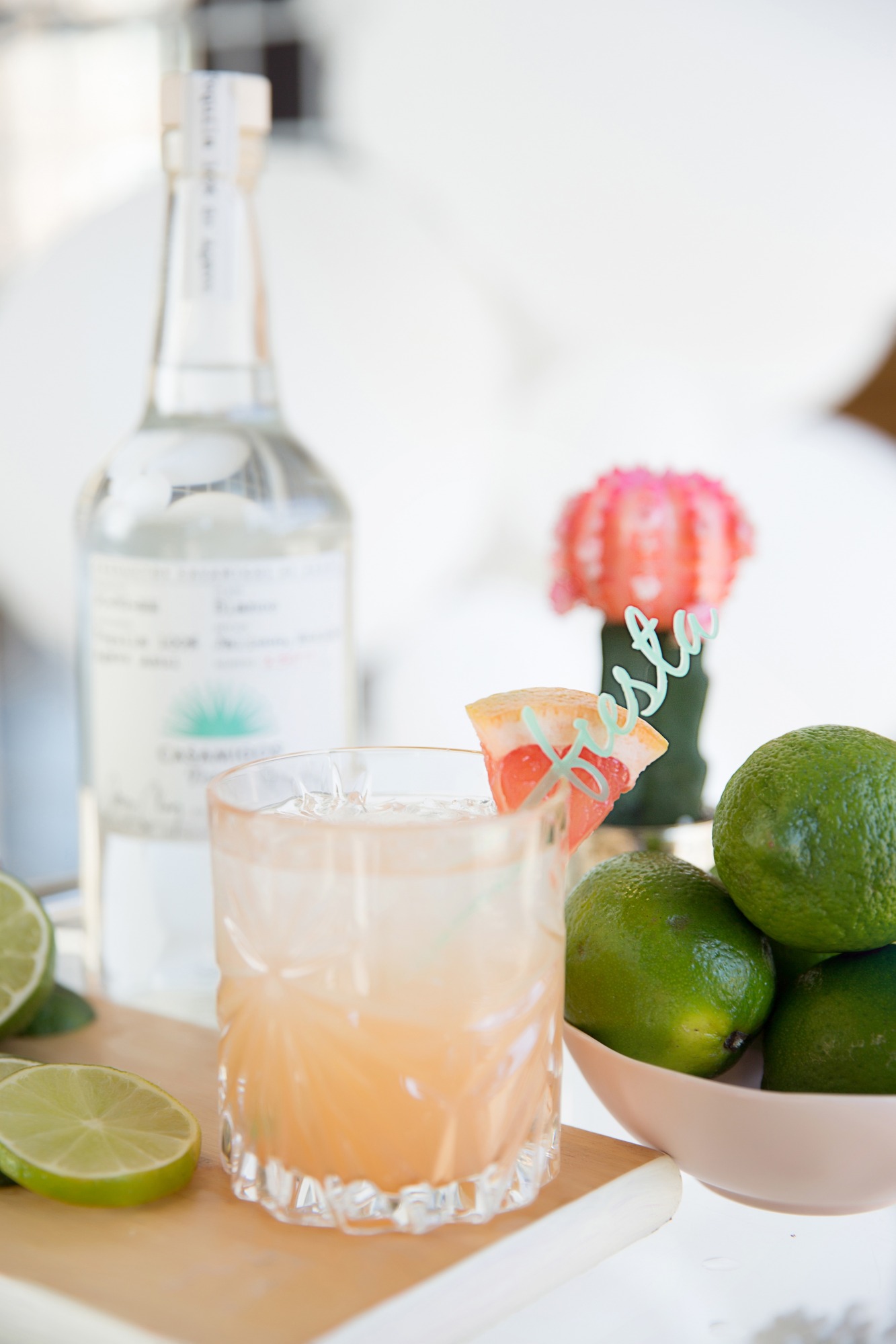 Paloma Cocktail and Casamigos Tequila from Chic Floral Fiesta Styled by One Stylish Party | Black Twine