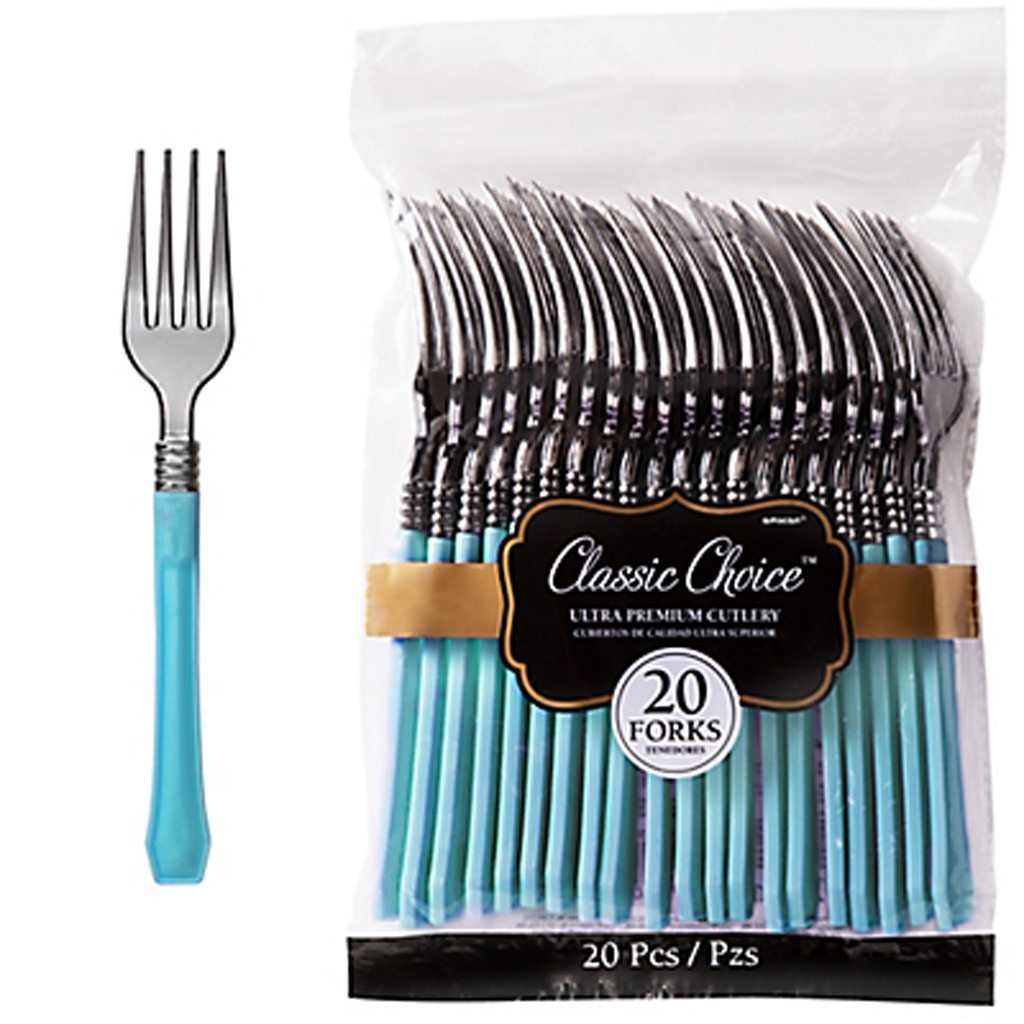 classic silver and blue premium forks party city