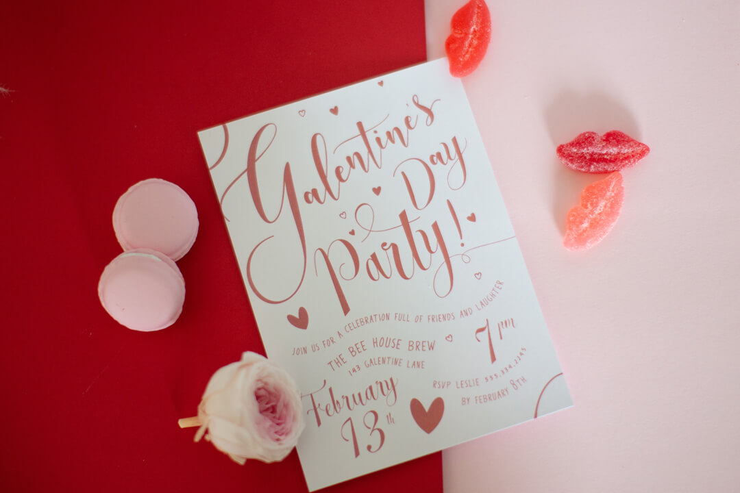 Invitations from Galentine’s Day Party Styled by Celebration Stylist | Black Twine