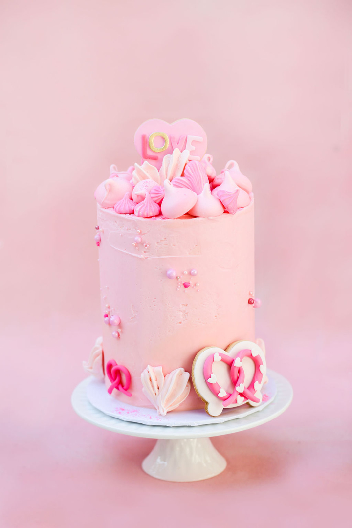 Pink Cake from “You Got Me Twisted” Valentine’s Day Party Styled by Golden Arrow Events & Design | Black Twine