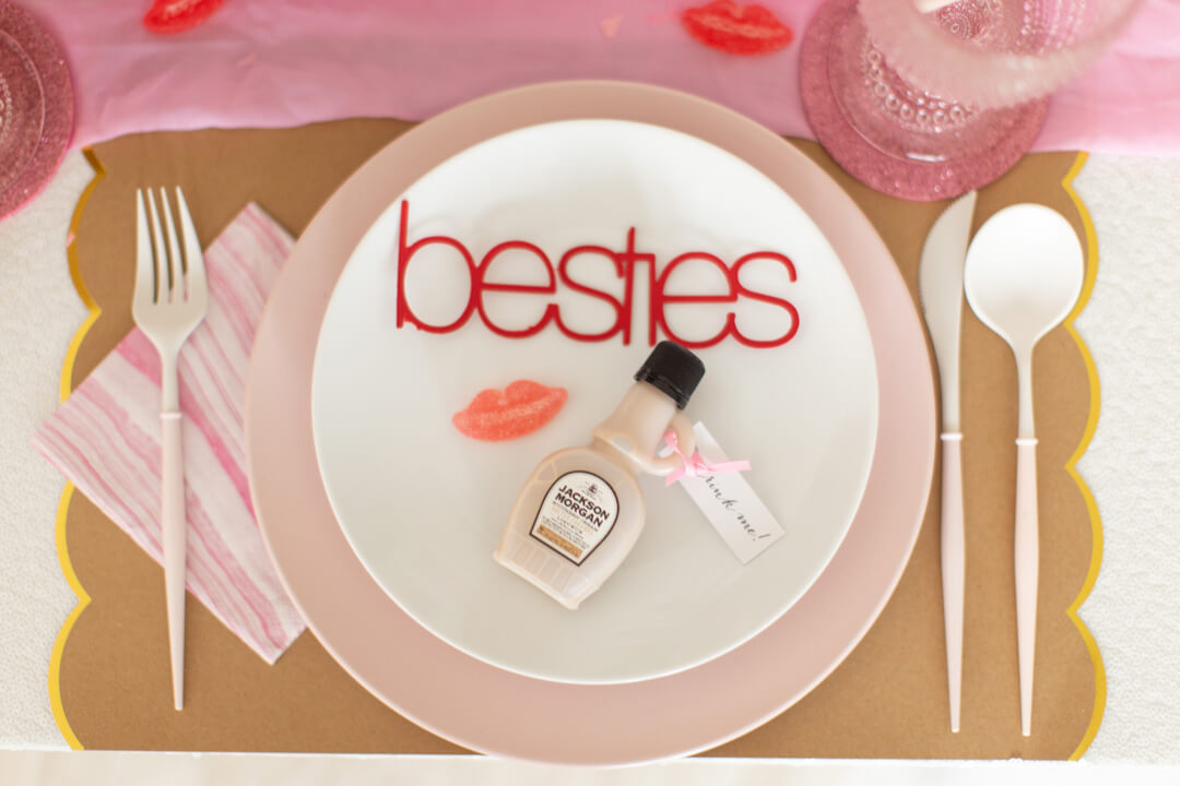 Place Setting, Bestie Plate from Galentine’s Day Party Styled by Celebration Stylist | Black Twine
