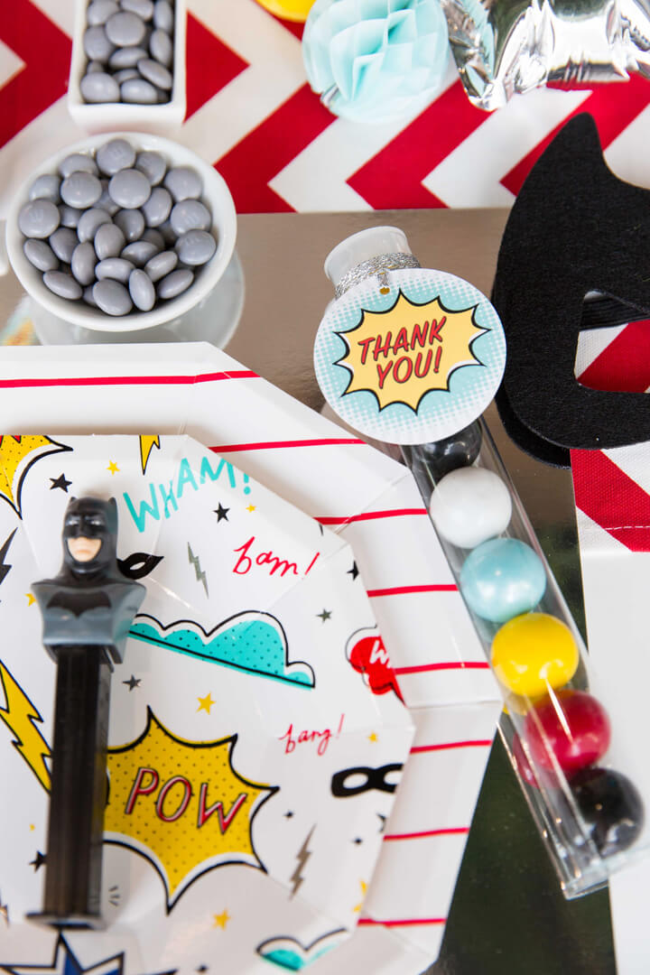 Plate Setting from Superhero Party by Kiss Me Kate Studio | Black Twine